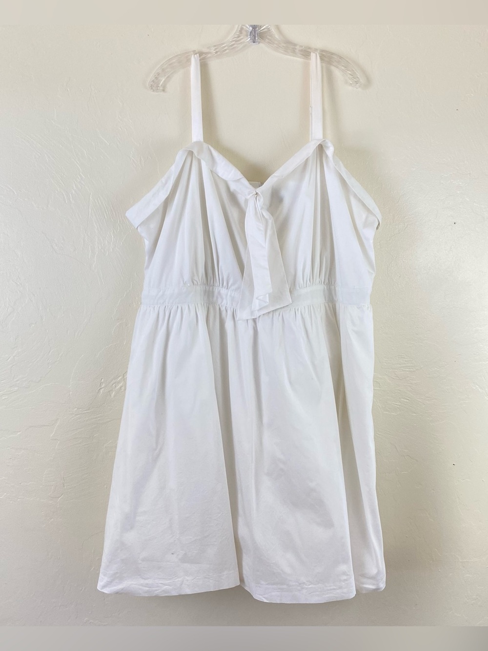 Lane Bryant Size 28 White Cotton Knit Spaghetti Strap Sweetheart Neckline Dress